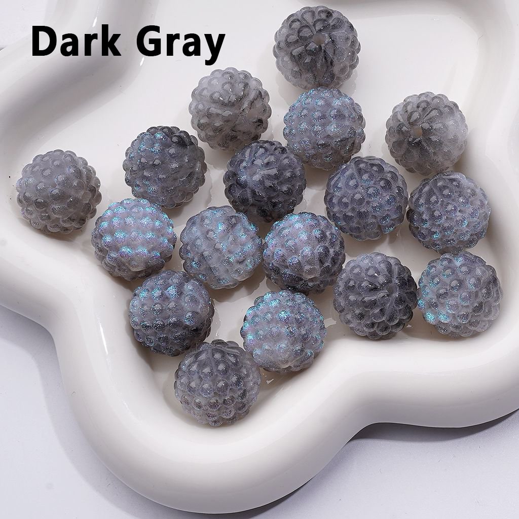 マルチカラーグリッターシャイニーワックスベリー樹脂アクリルビーズ、約18MM