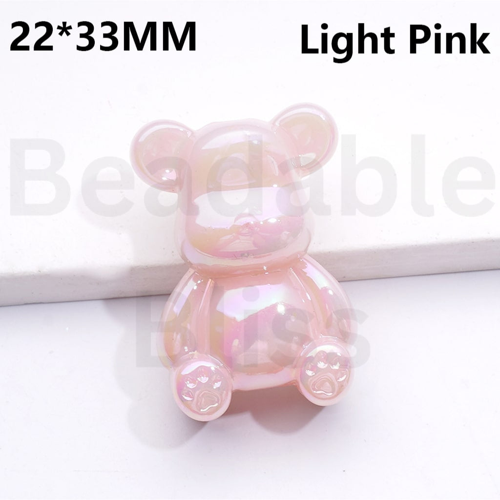 Acrylic Beads UV Coating Bearbric Solid Color 33*22MM (Single Color is available for 100pcs(Whole Bag))