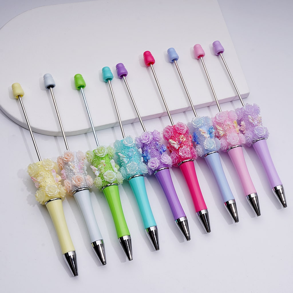 Glitter Shiny Flowers Butterflies Clear Sugar Beadable Pens