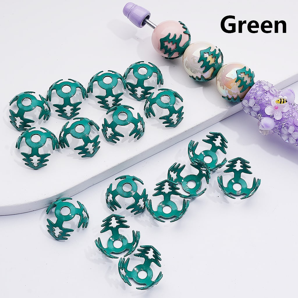 Cute Metal Christmas Tree Design Bead Cage Cap, 16MM