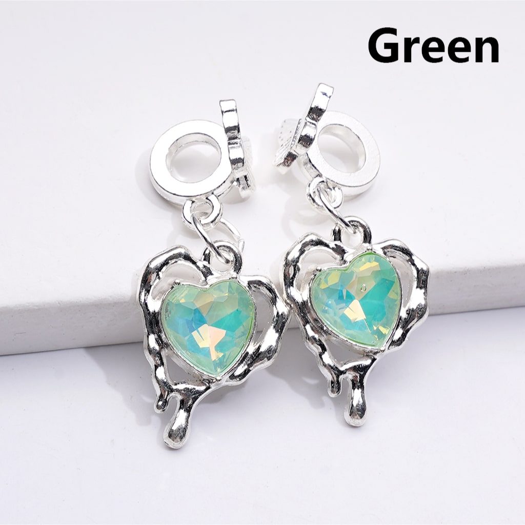 Alloy Bail Beads Dangle Charm Pendant Jewelry Accessories Butterfly Heart Rhinestones Silver