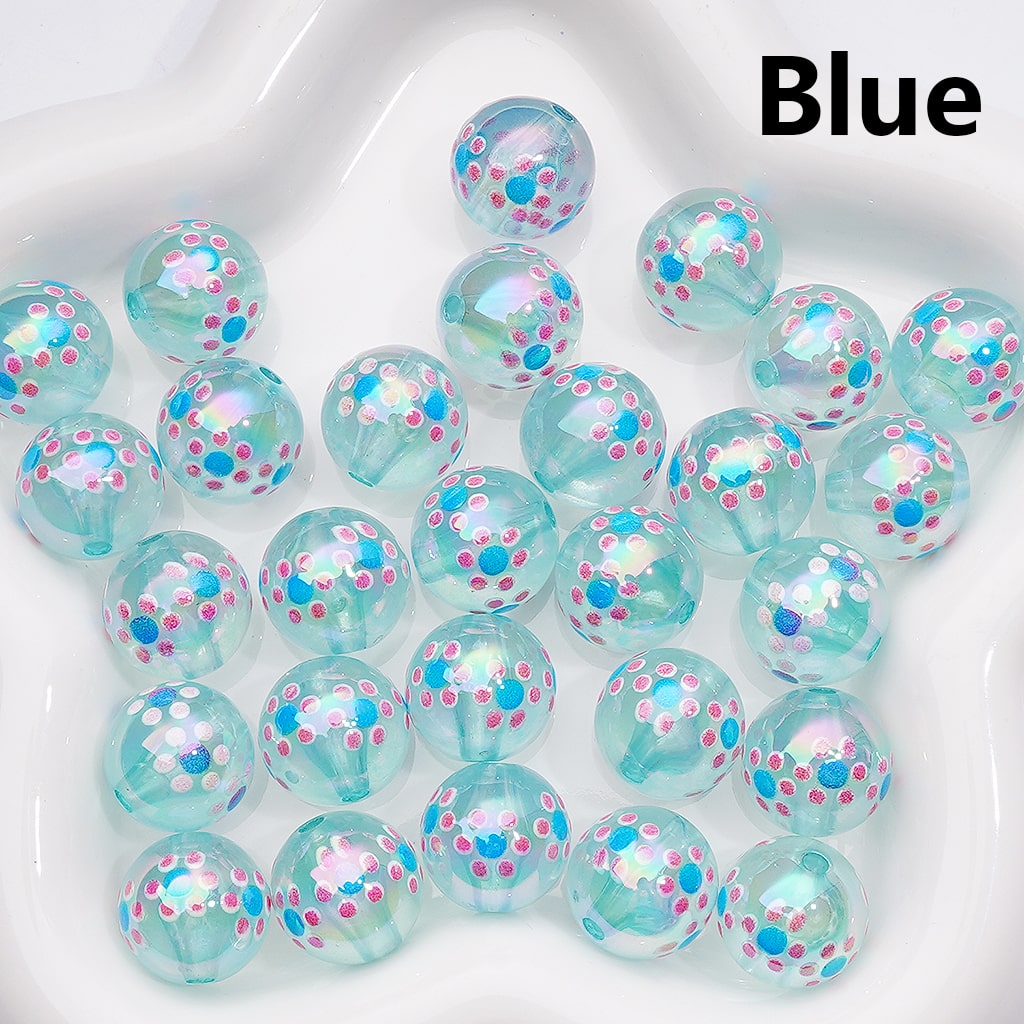 Luminous UV Coating Translucent Multi-color Mini Cute Flower Round Acrylic Beads, 16MM (Single Color is available for 200pcs(Whole bag))