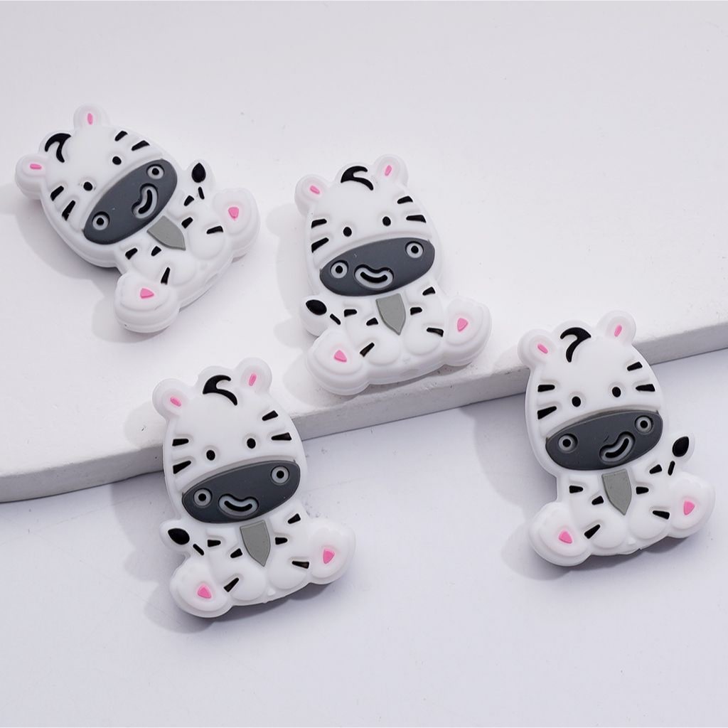 Little Cute Zebra with Black Stripes Silicone Focal Beads