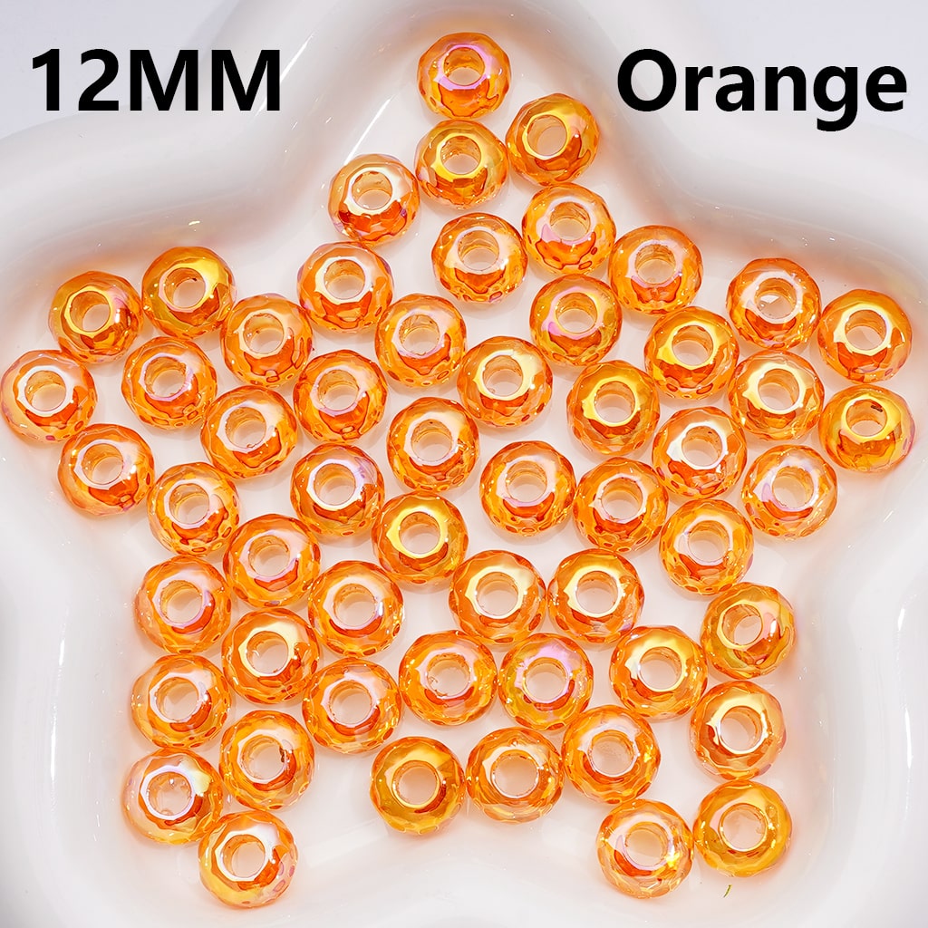 Wheel Acrylic Beads UV Coating Large Hole Multi-Color Translucent 12MM