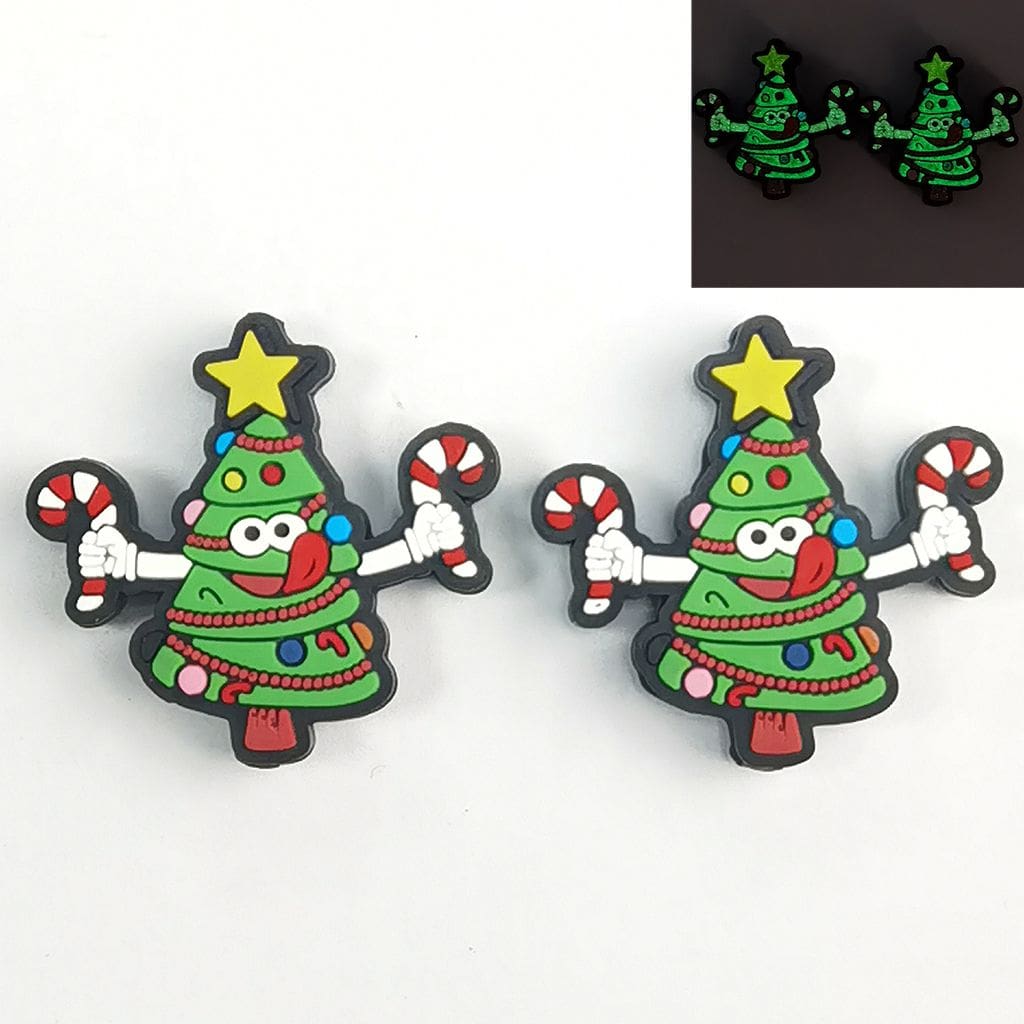 Luminous Cute Christmas Tree with Five-pointed Star Silicone Focal Beads
