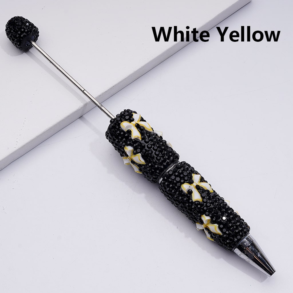 Double Color Bowknots Black Rhinestones Beadable Clay Pens