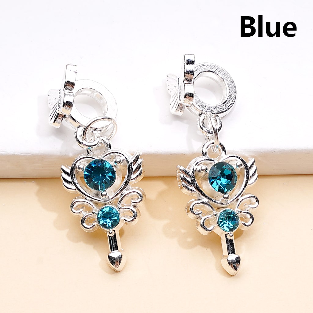Alloy Bail Beads Dangle Charm Pendant Jewelry Accessories Butterfly Heart Goddess of Love Arrow Shiny Rhinestones Silver