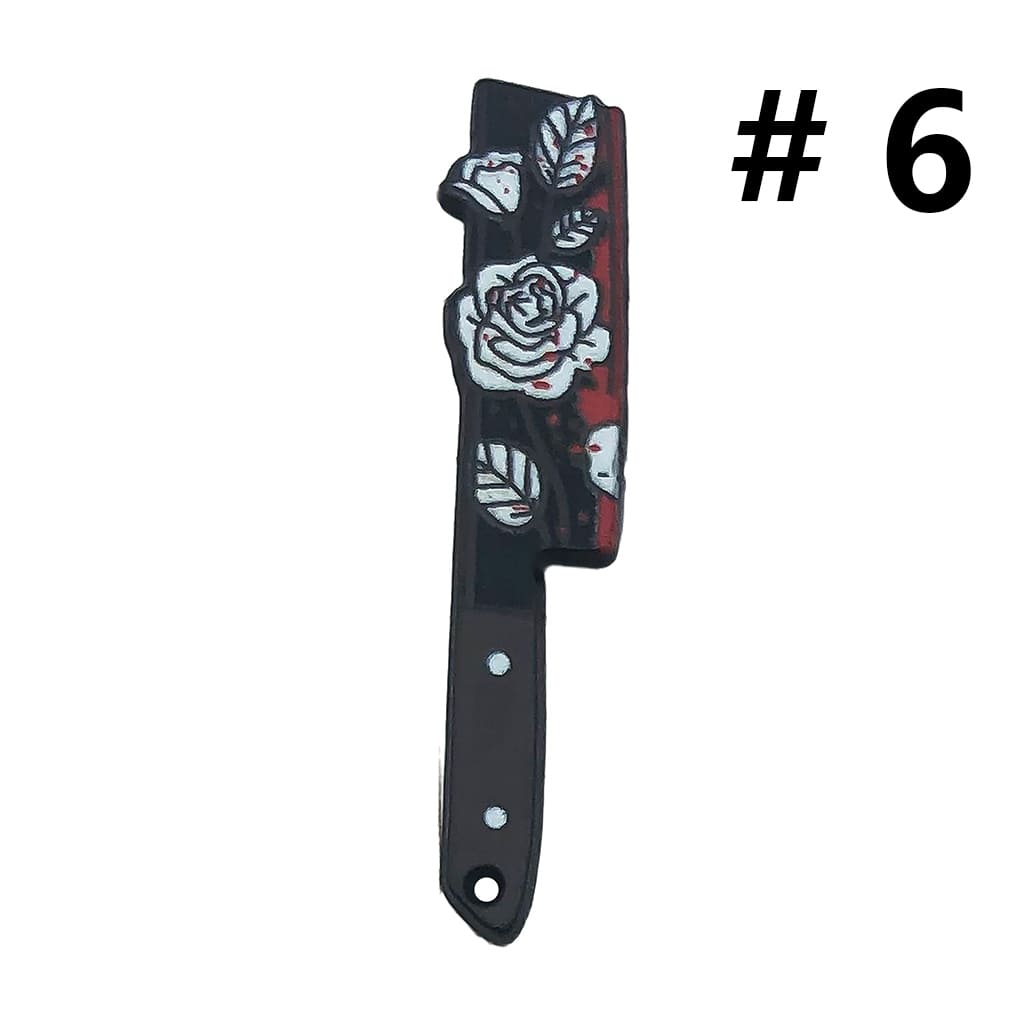 Halloween Plastic Horror Bloody Flower Skeleton Skull Head Prints Knife Dagger Jewelry Accessories