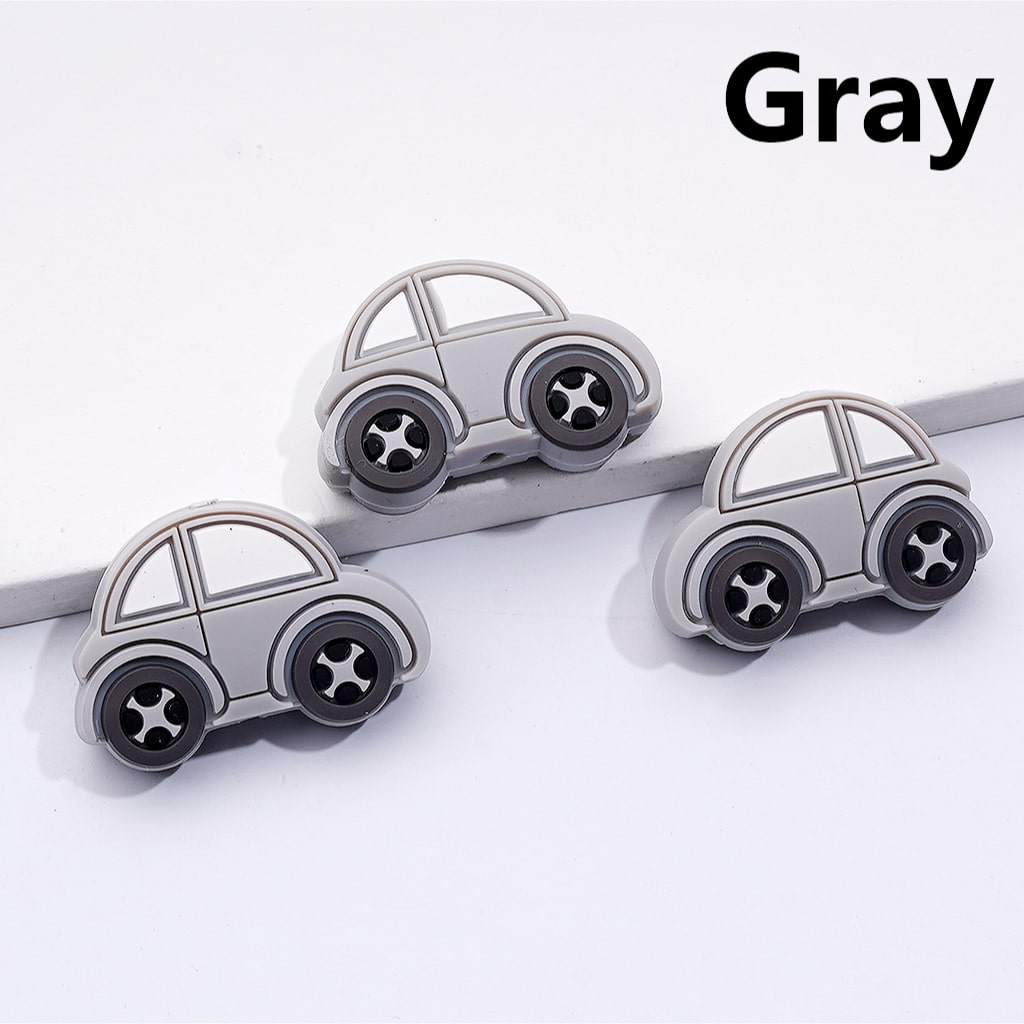 Silicone Focal Beads Cute Mini Vehicles Cars Multi-Color