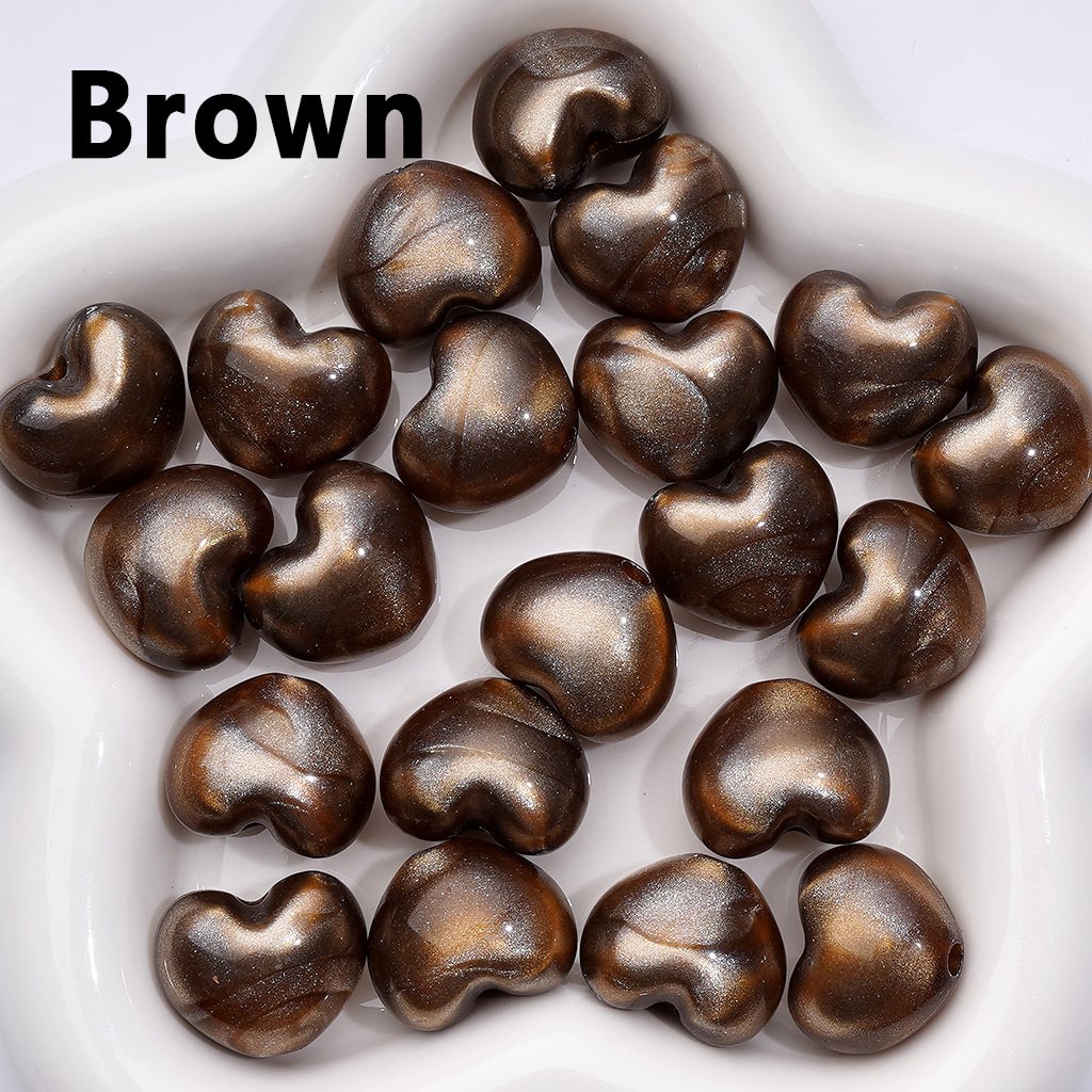 Glossy Shiny Glitter Multi-Color Hearts Acrylic Beads, Around 22*18MM