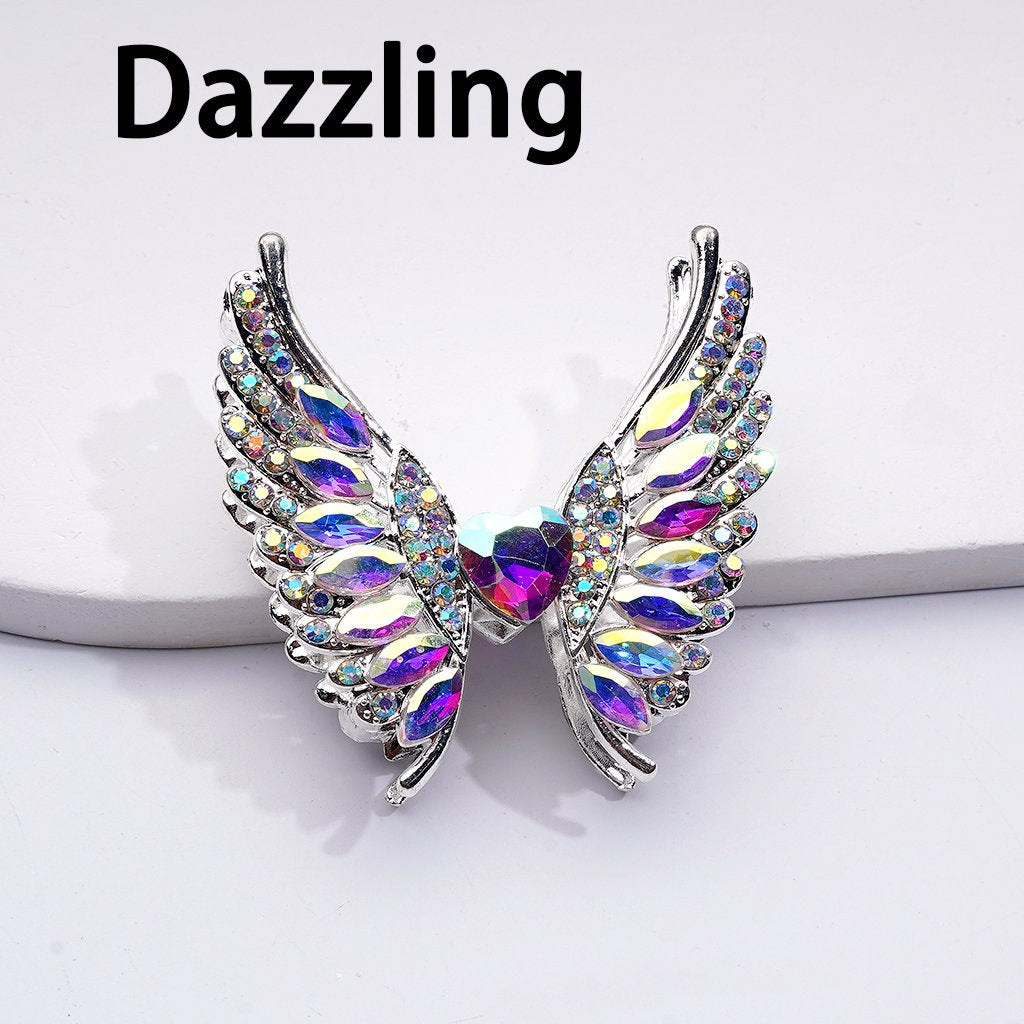 Exquisite Fancy Silver Alloy Angel's Wings Beads with Shiny Rhinestones, 46*50MM