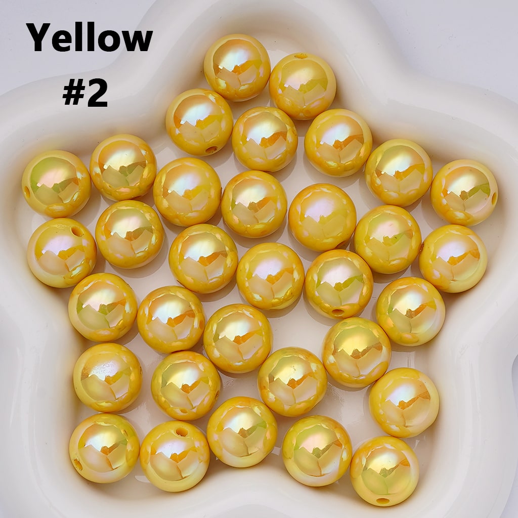 UV Coating Shiny Solid Color Round Acrylic Beads, 16MM