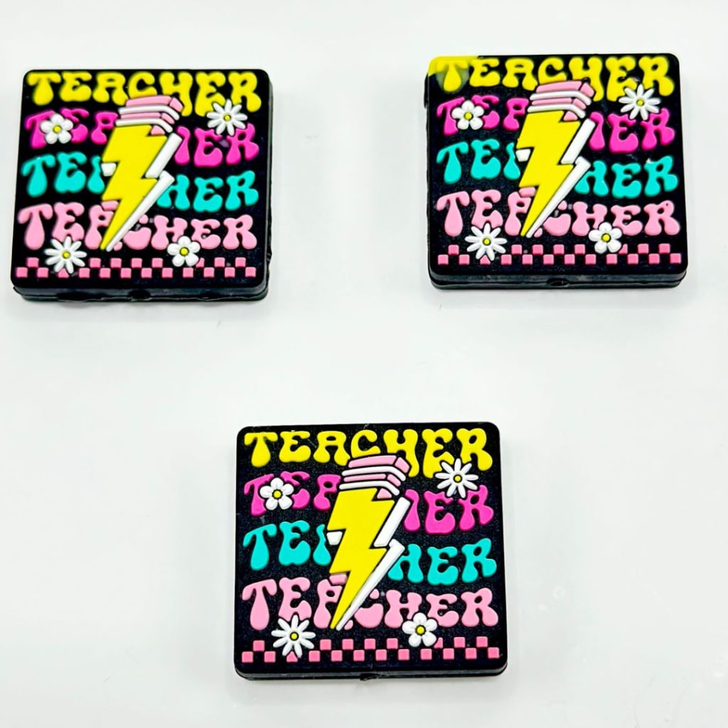 カラフルな先生のミニかわいい花の黄色の鉛筆照明シリコンフォーカルビーズ