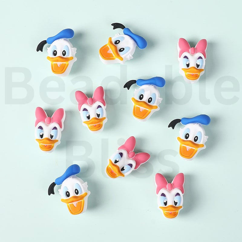 Silicone Focal Beads 3D Cute Donal Dais Duck Head Disne