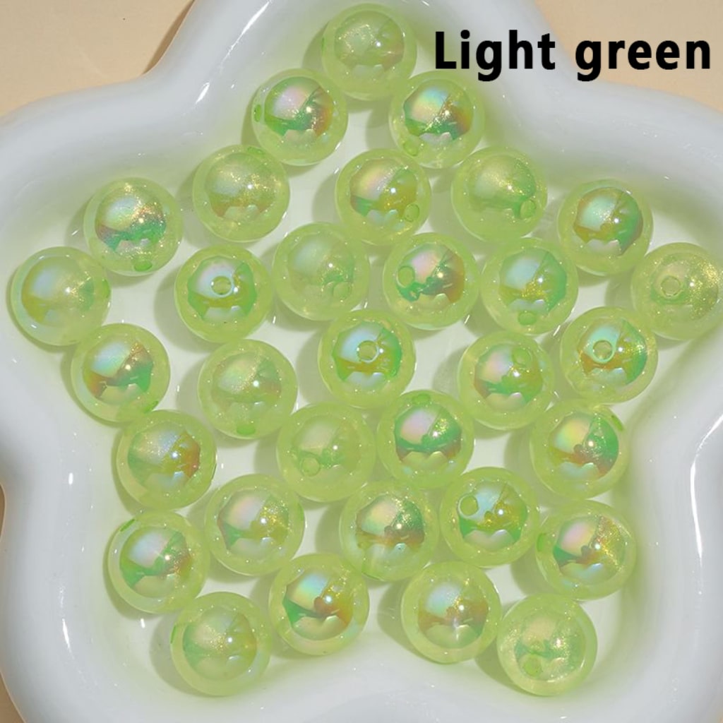 Luminous UV Coating Translucent Glitter Colorful Round Acrylic Beads, 16MM