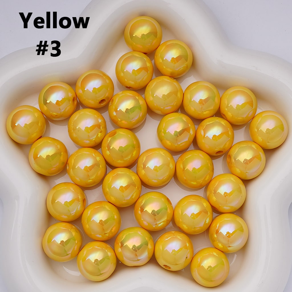 UV Coating Shiny Solid Color Round Acrylic Beads, 16MM