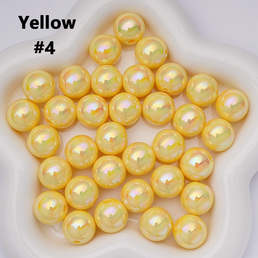 UV Coating Shiny Solid Color Round Acrylic Beads, 16MM