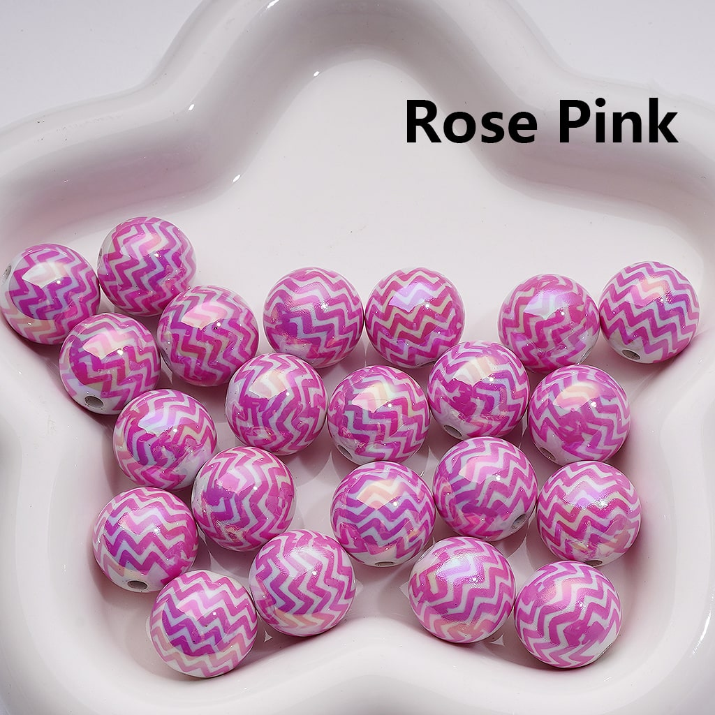 UV Coating Multi-Color Wave Stripes Round Acrylic Beads, 16MM (Single Color is available for 200pcs(Whole bag))