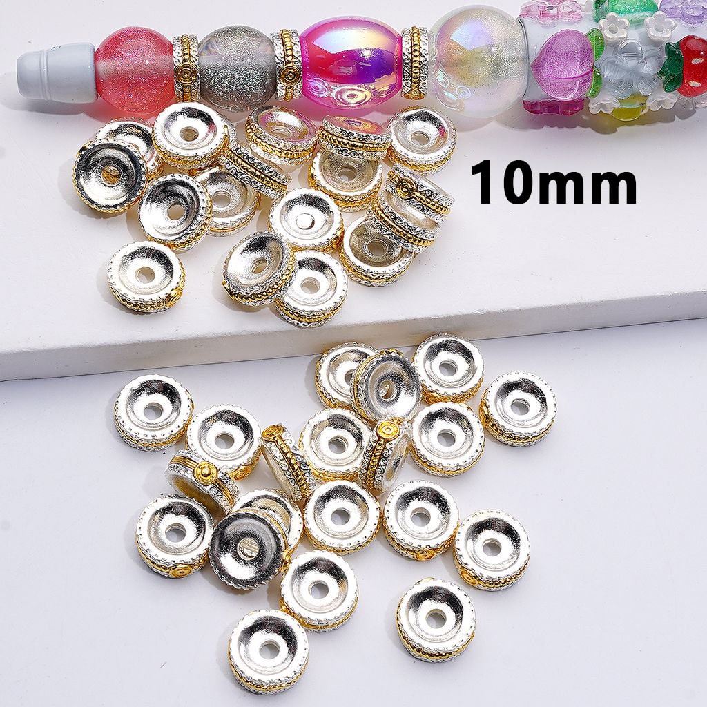 Mini Cute Gold Silver Alloy Metal Straight Flat Christmas Father Belt Spacer Beads, 10MM