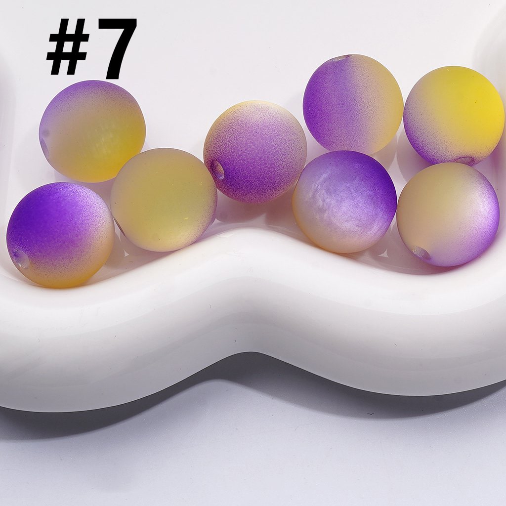 Double Color Cat Eye Style Frosted Round Acrylic Beads, 16MM