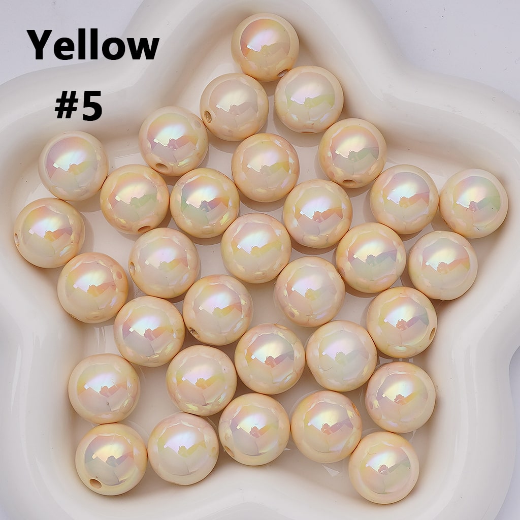 UV Coating Shiny Solid Color Round Acrylic Beads, 16MM