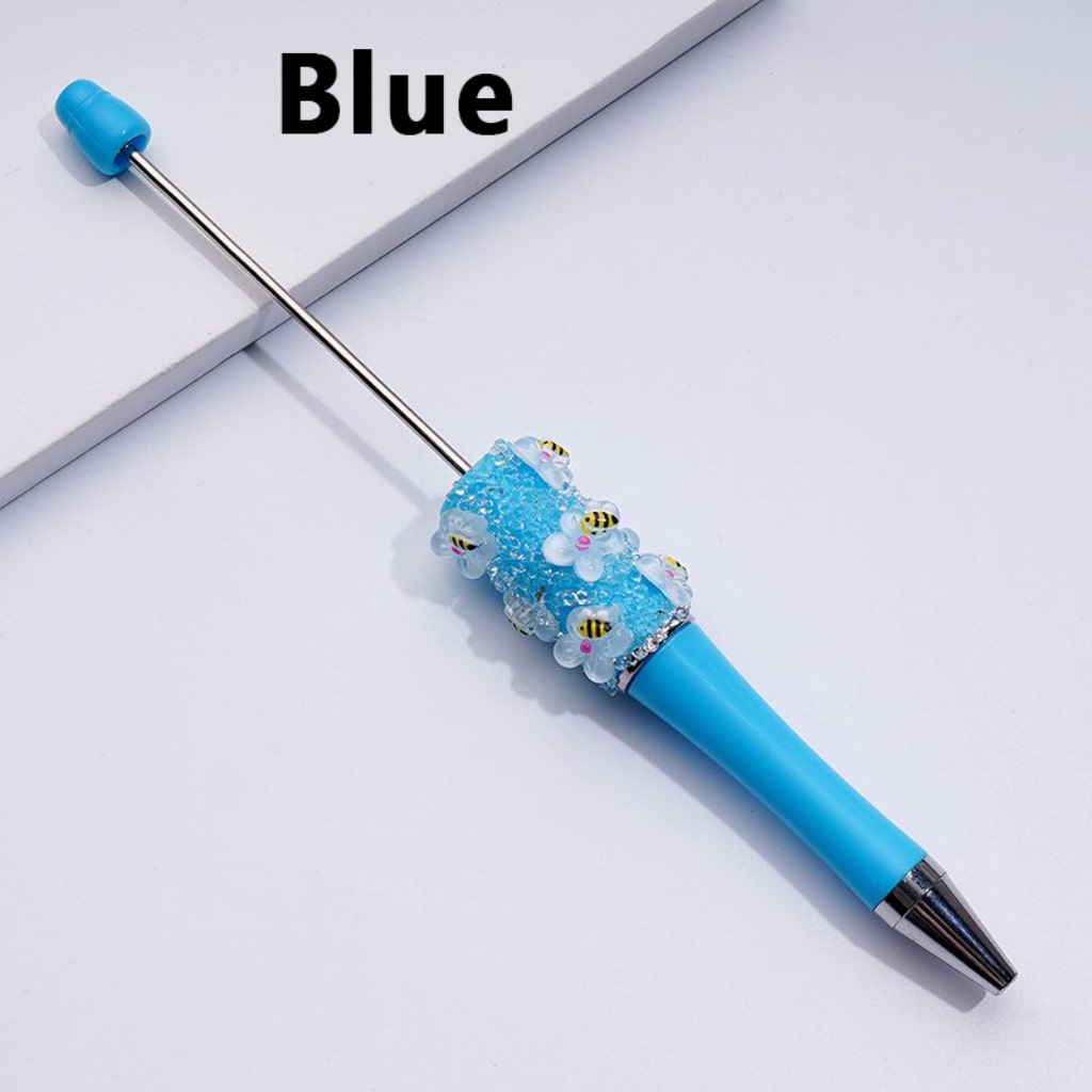 Beadable Pens with Mini Cute Bees Flowers Clear Sugars in Solid Color