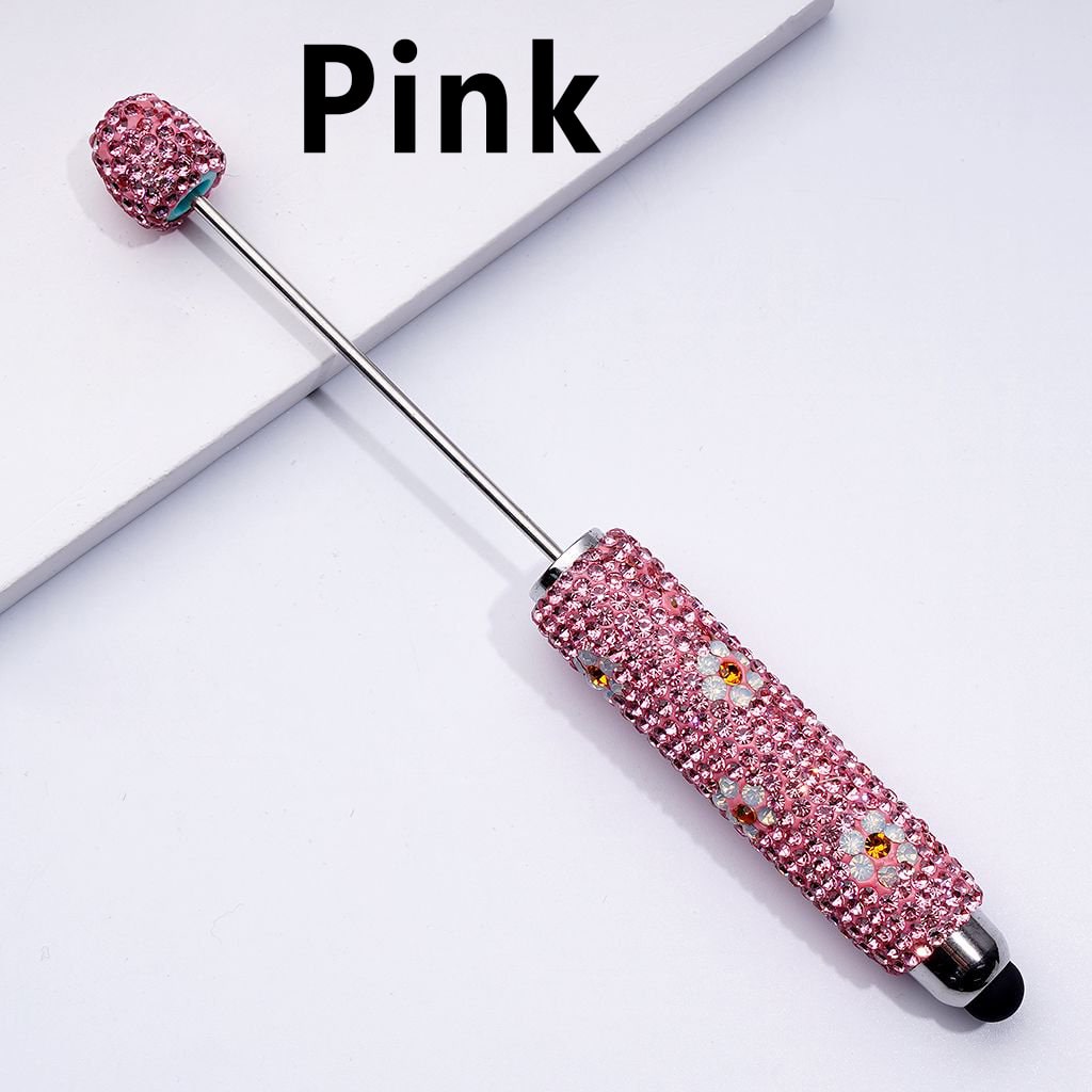 Beadable Clay Stylus Pen with Mini Cute Flowers Multi-Color Shiny Rhinestones