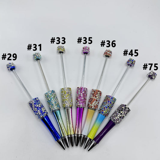 単色のマルチカラーラインストーンチェーン付きDIYビーズペン