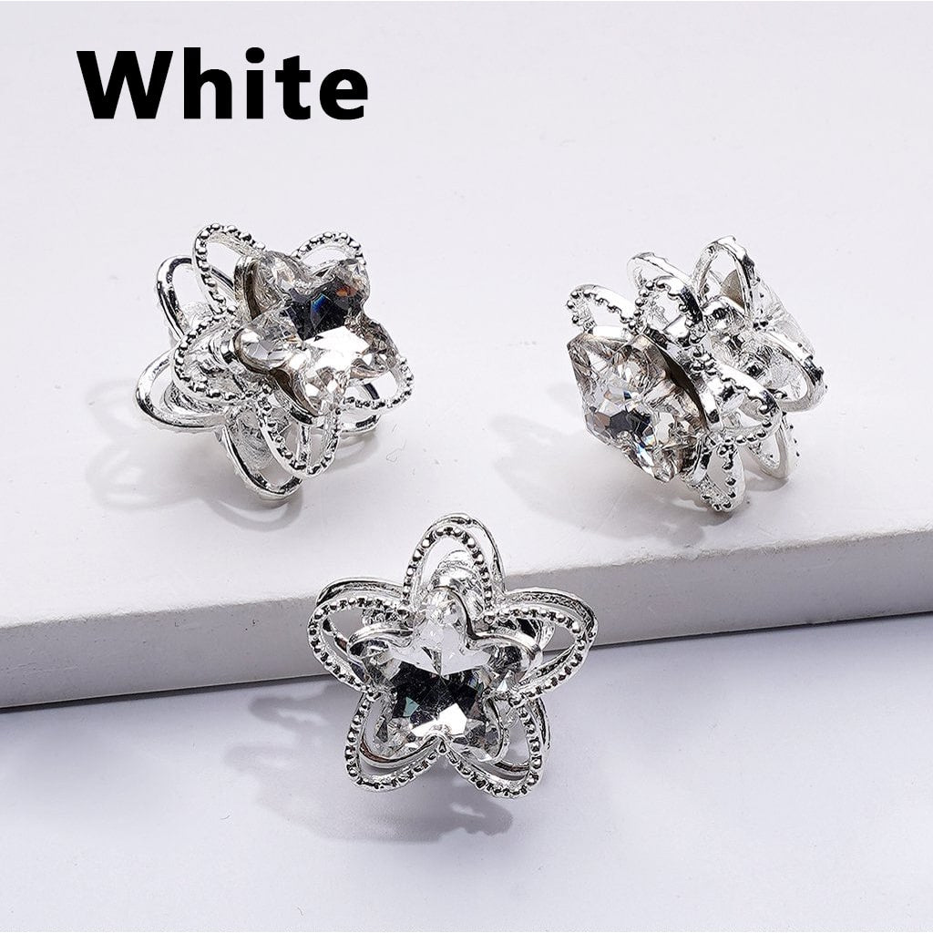 Exquisite Fancy Silver Alloy Five-petaled Flower Bead with Multi-Color Shiny Rhinestones, Around 19MM