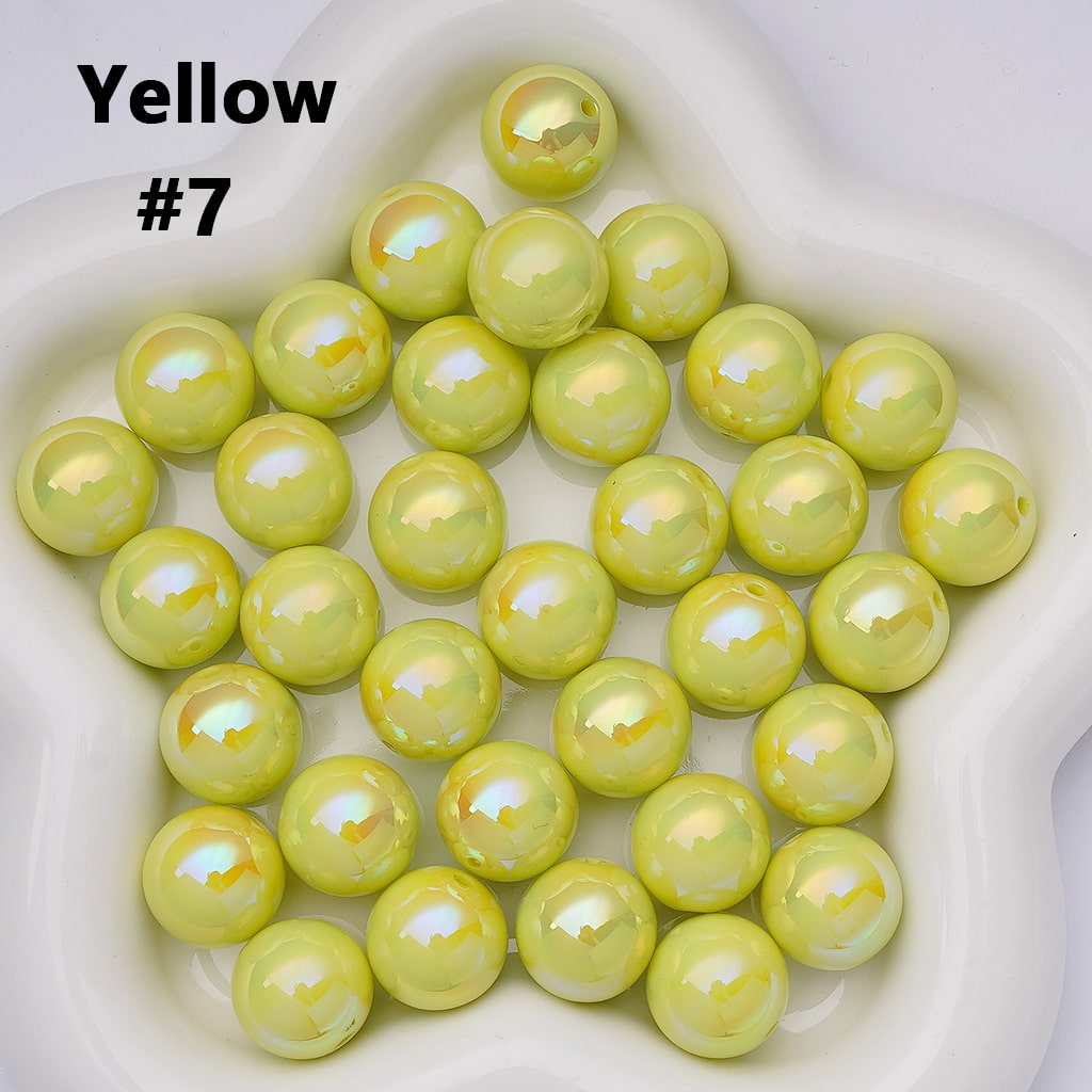 UV Coating Shiny Solid Color Round Acrylic Beads, 16MM