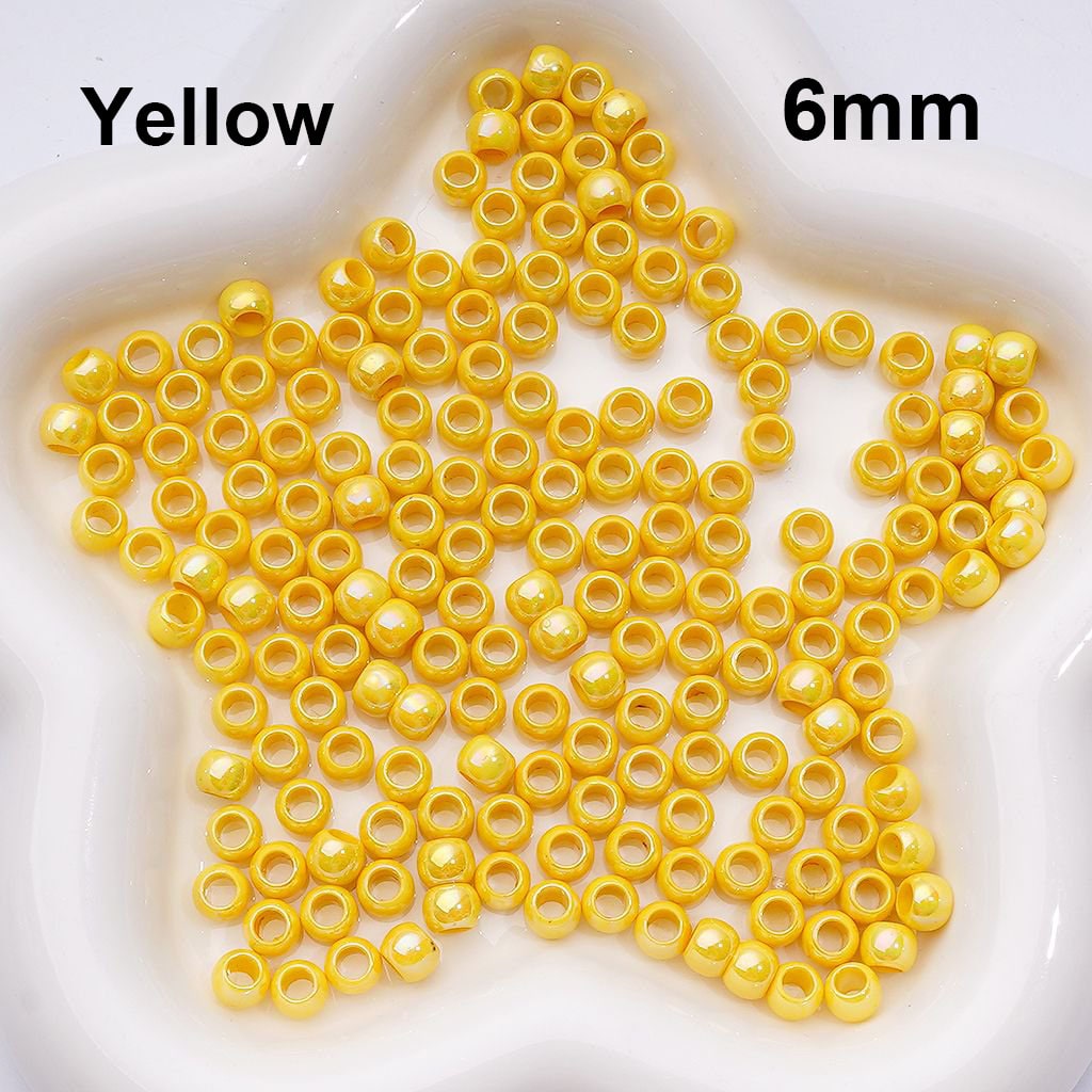 UV Coating Mini Seed Acrylic Beads Spacer with Large Hole, 6MM, Random Mix (Can be Used for Pen)