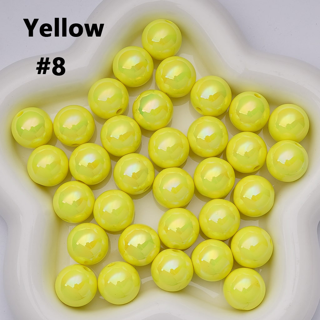 UV Coating Shiny Solid Color Round Acrylic Beads, 16MM