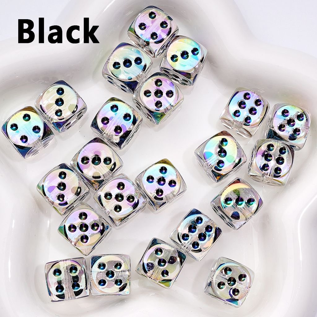 UV Coating Translucent Color Dice Shape Acrylic Beads, Around 14MM