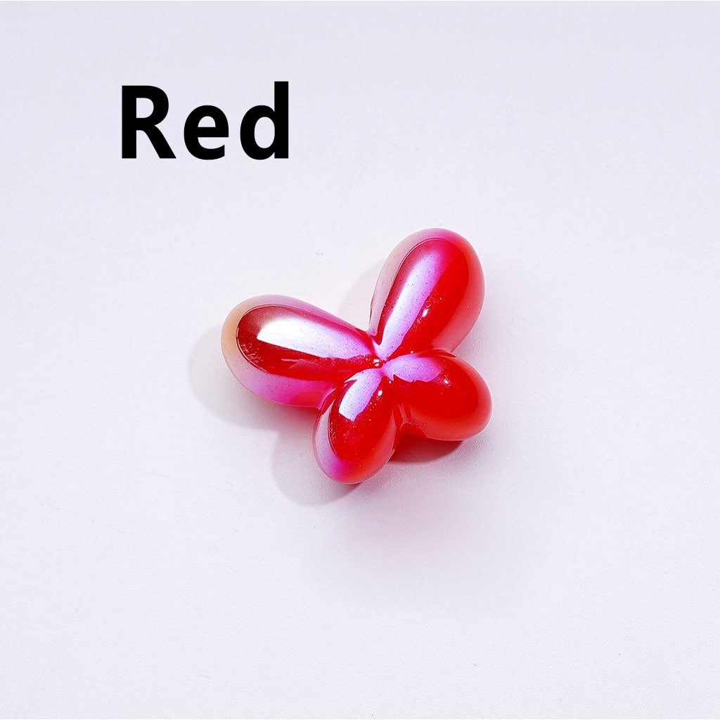 UV Coating Luminous Cute Glitter Butterfly Bowknot Acrylic Beads, Around 25*19MM
