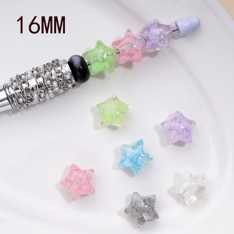 かわいい透明な星型アクリルビーズ、ミニカラフルな雲入り、16MM、説明をお読みください。