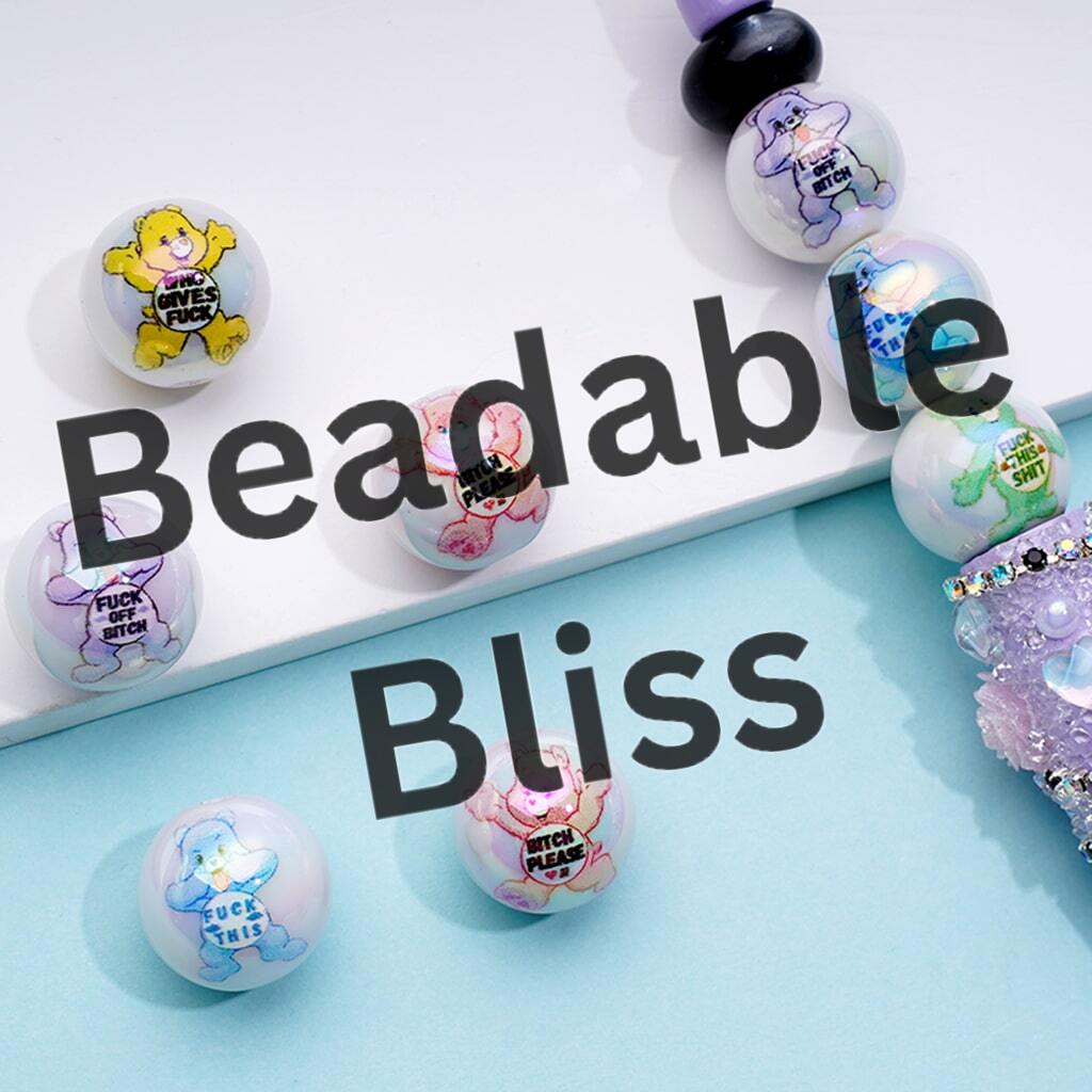 ダーティートーキング カリベアプリント ラウンドアクリルビーズ 16mm