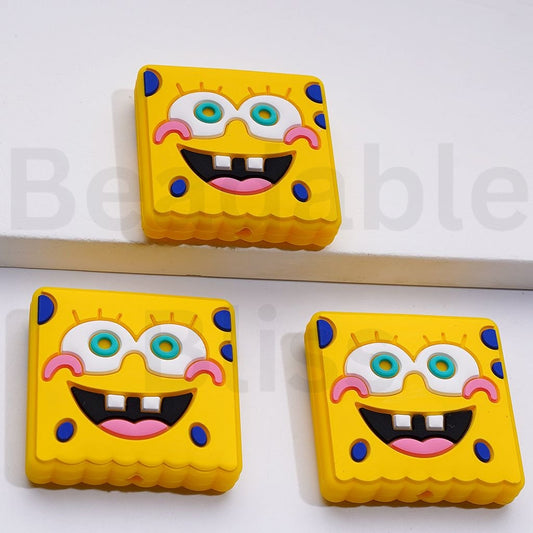 かわいいスポンジボスクエアパンシリコンフォーカルビーズ