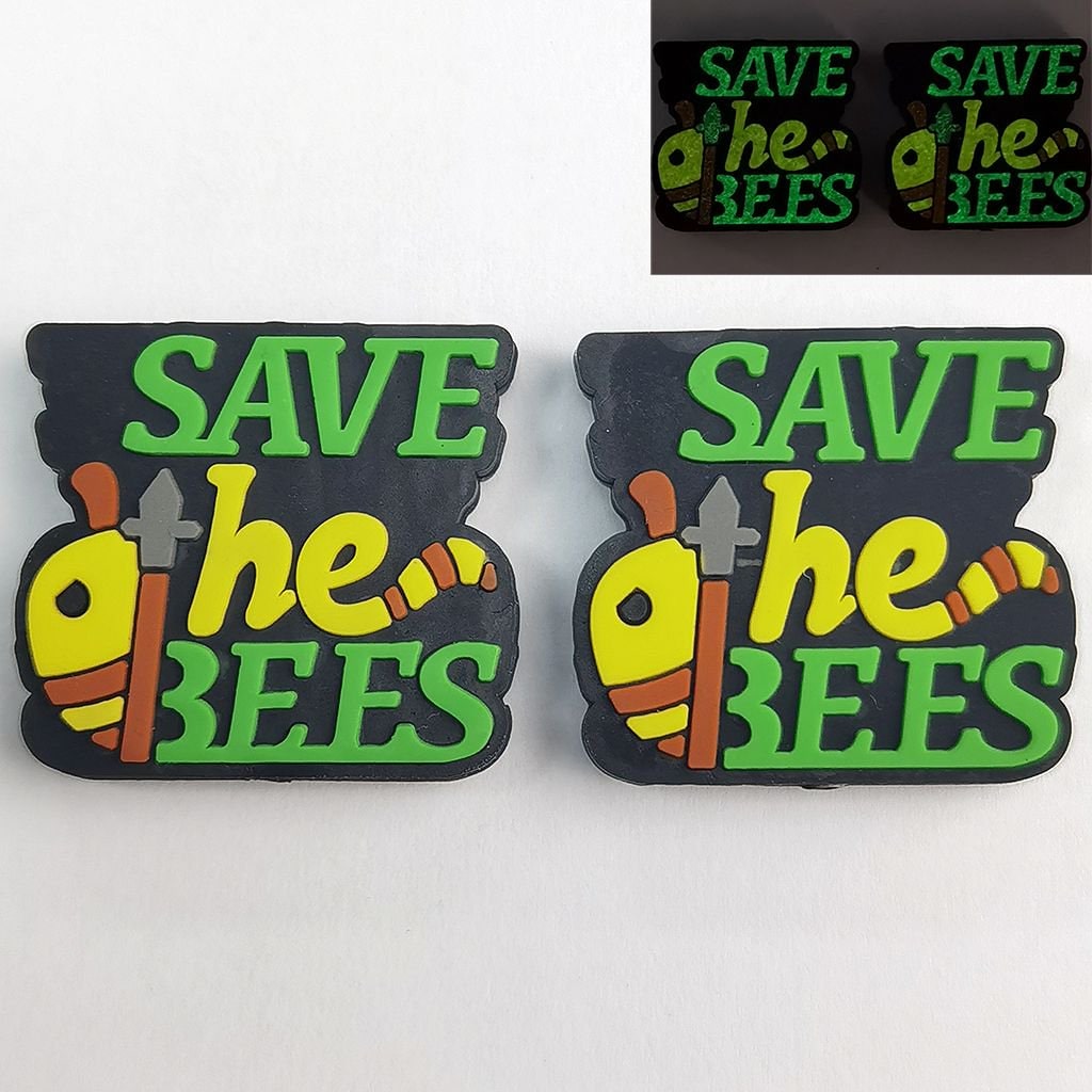 Luminous Save the Bee Silicone Focal Beads
