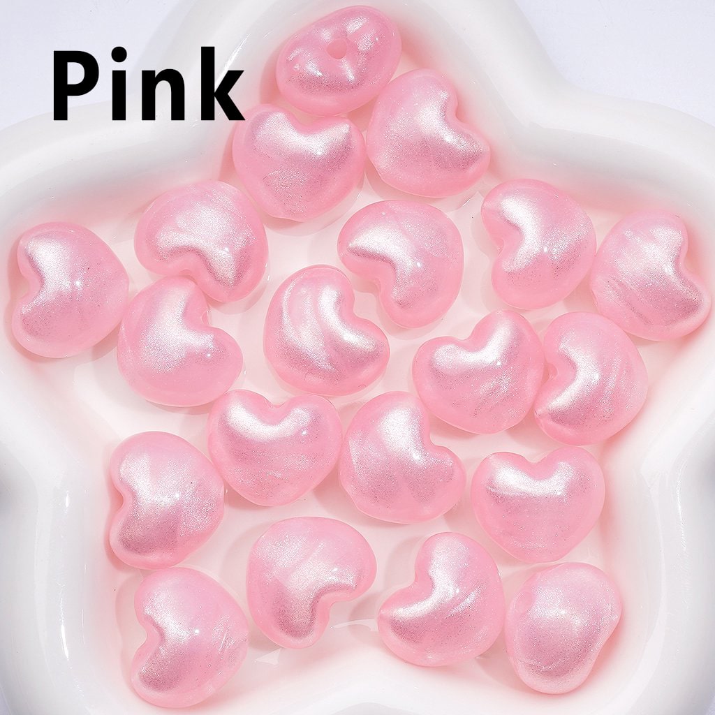 Glossy Shiny Glitter Multi-Color Hearts Acrylic Beads, Around 22*18MM