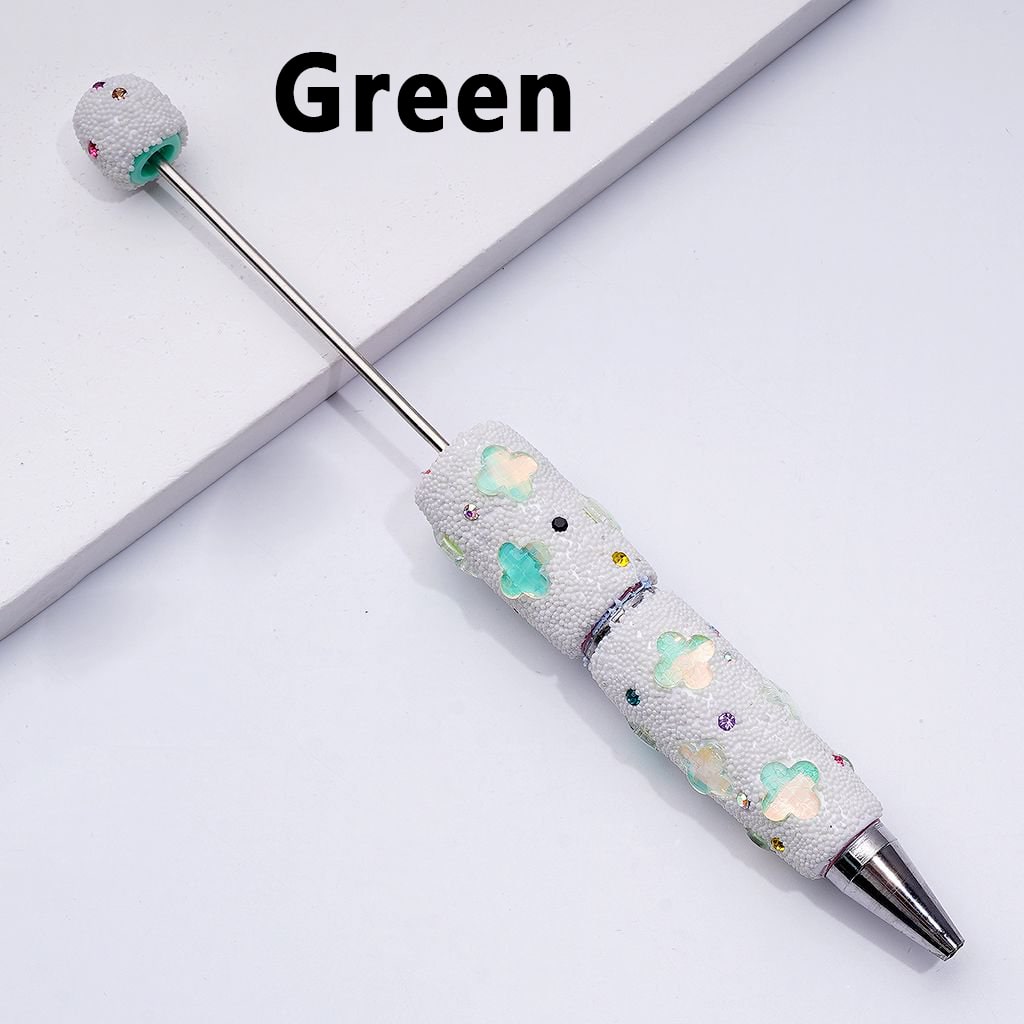 Beadable Jelly Color Four-Leaf Clover Shiny Rhinestones Mini White Snow Balls Clay Pen