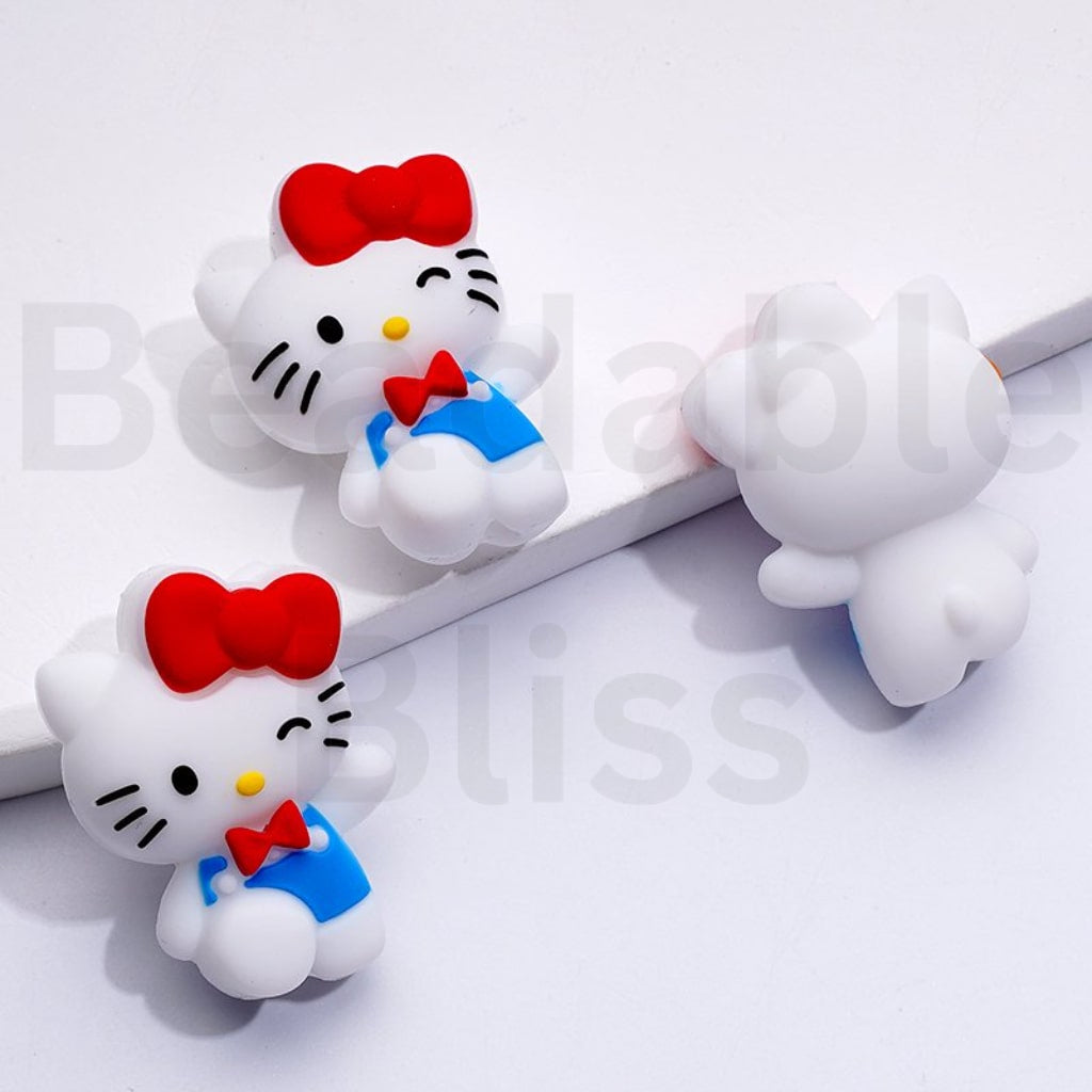 3D Cute Sanri Family Cartoon Characters Kurom Melod HK Kitten Cinnamorol Silicone Focal Beads