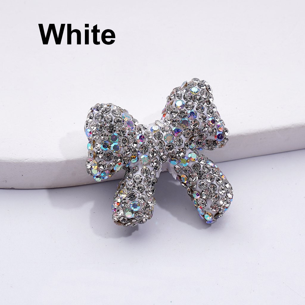 Multi-Color Cute Bowknot with AB Rhinestones Clay Beads, 24*26MM, Random Mix