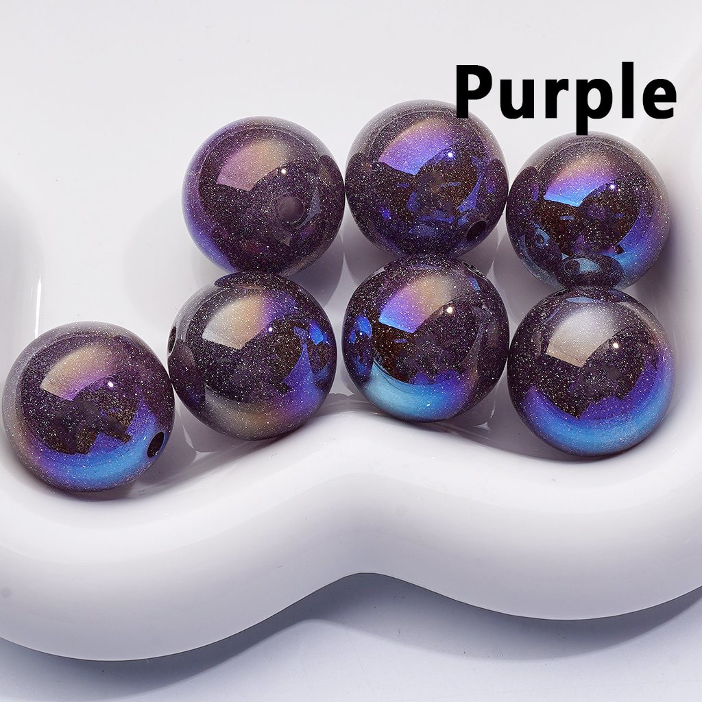 Multi-Color UV Coating Glitter Shiny Round Acrylic Beads, 20MM
