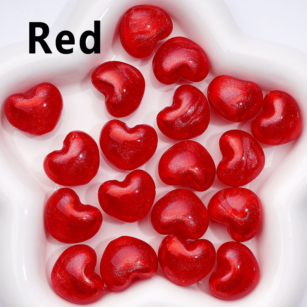 Glossy Shiny Glitter Multi-Color Hearts Acrylic Beads, Around 22*18MM