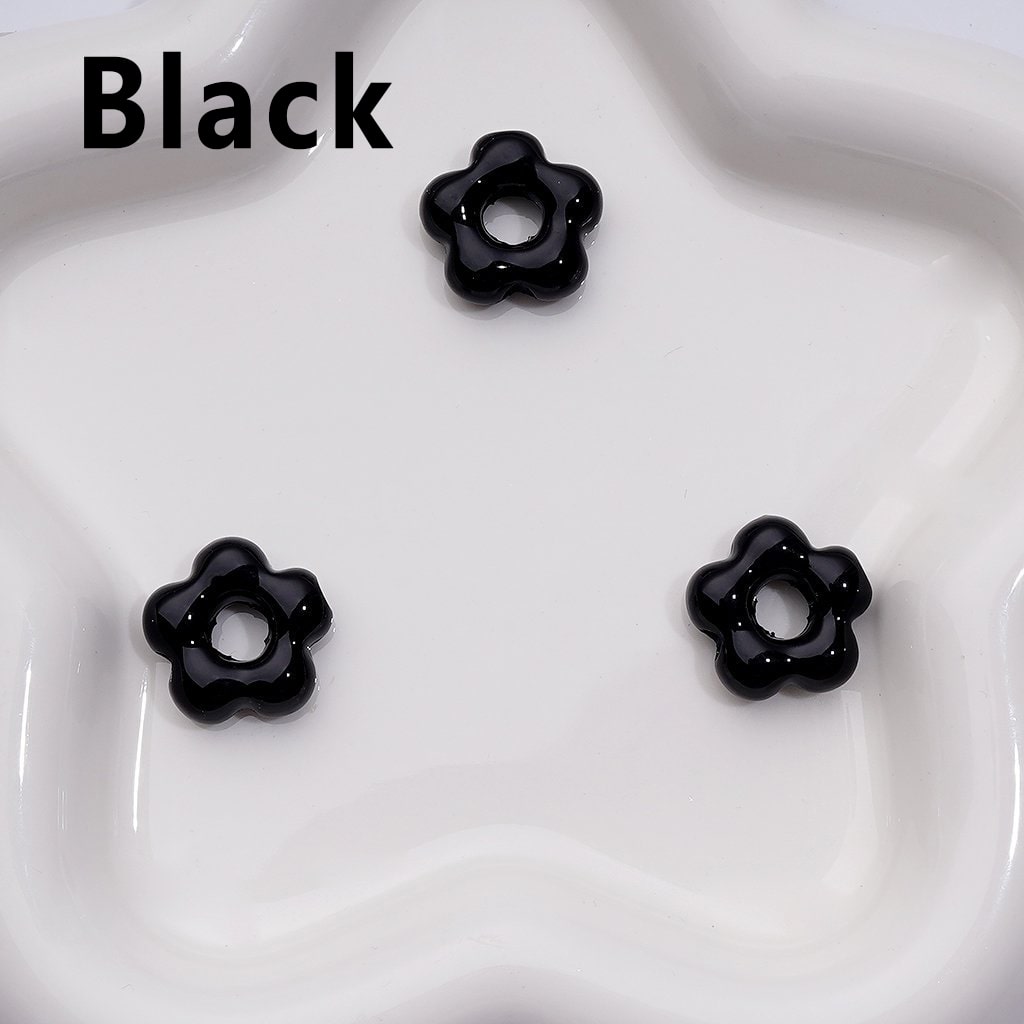 Solid Color Mini Cute Flowers with Large Hole Acrylic Beads, Around 20MM