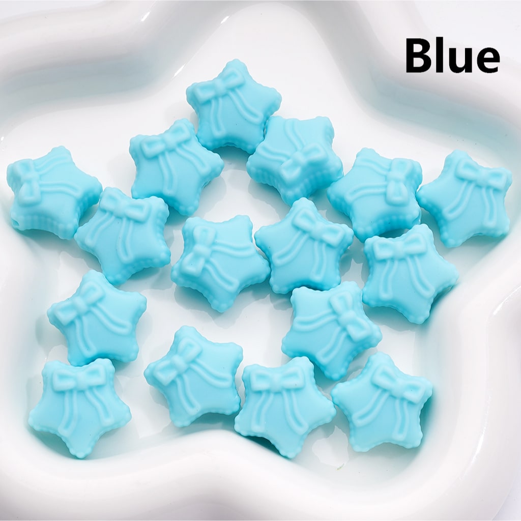 Acrylic Beads Rubber Coating Five-Pointed Star with Bowknots, Multi-Color, 20MM (Single Color is available for 200pcs(Whole Bag))