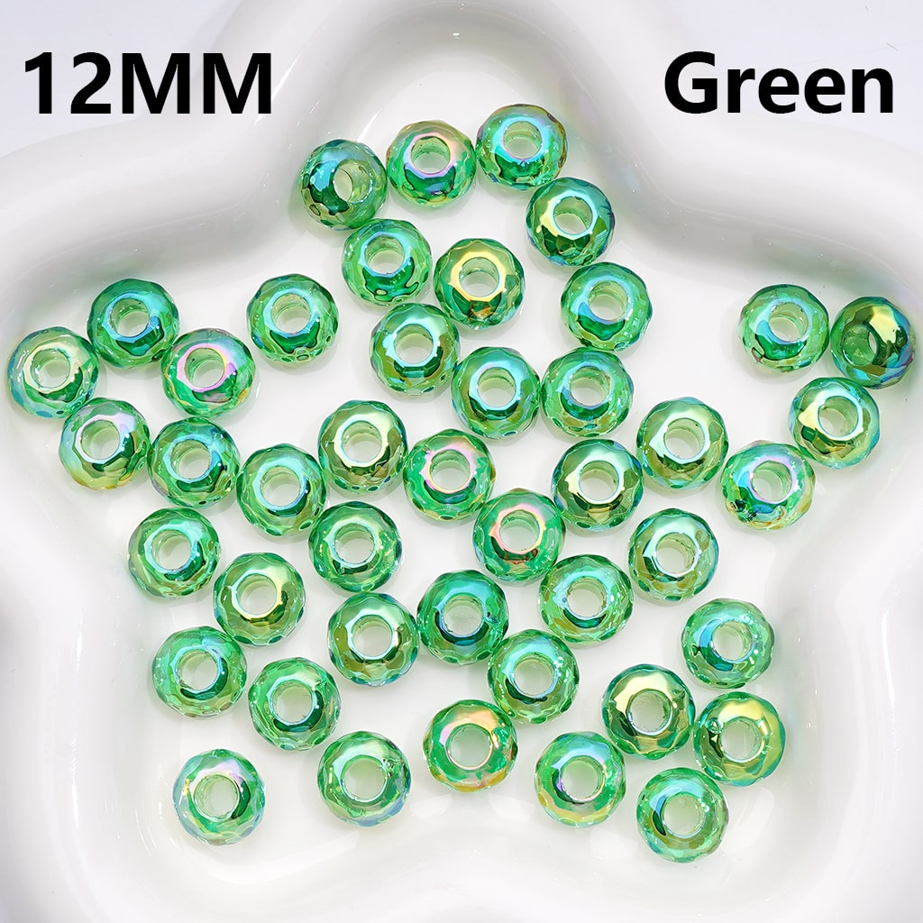 Wheel Acrylic Beads UV Coating Large Hole Multi-Color Translucent 12MM