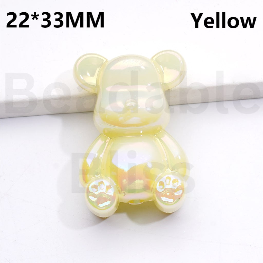 Acrylic Beads UV Coating Bearbric Solid Color 33*22MM (Single Color is available for 100pcs(Whole Bag))
