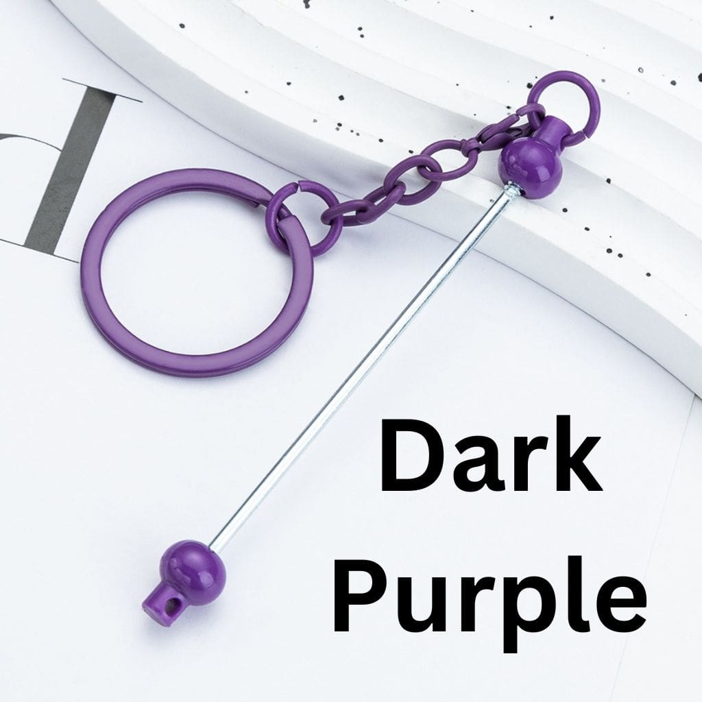 New Style DIY Beadable Metal Keychain with Bar in Solid Color, 153MM, the Small Ball is Plastic Material