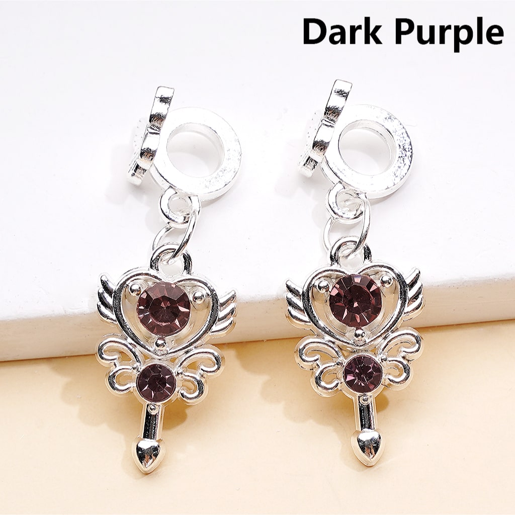 Alloy Bail Beads Dangle Charm Pendant Jewelry Accessories Butterfly Heart Goddess of Love Arrow Shiny Rhinestones Silver